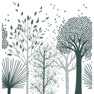 papier peint arbres bleus 1