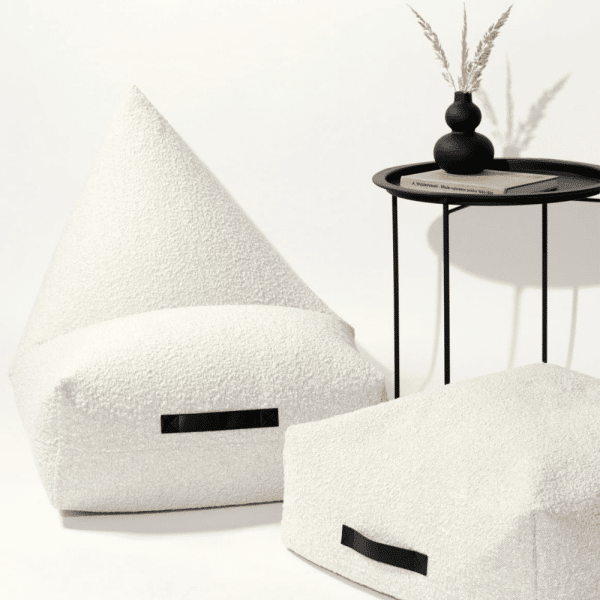 pouf effet laine écru 3