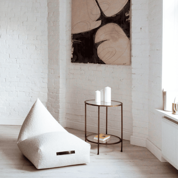 pouf effet laine écru 5