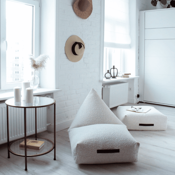 pouf effet laine écru 6