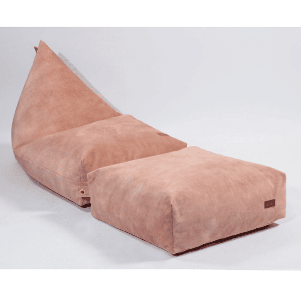 pouf en velours corail 2