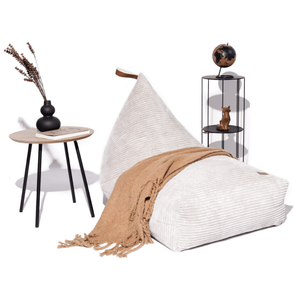 pouf en velours côtelé gris perle 2