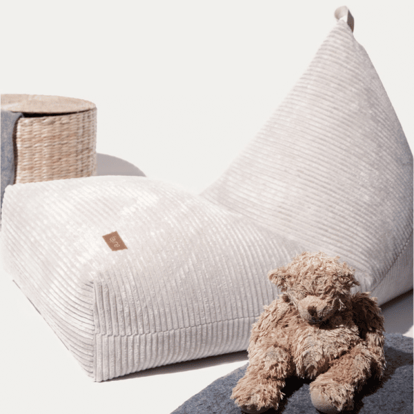 pouf en velours côtelé gris perle 4