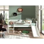Lit enfant mi-hauteur + toboggan Pino Blanc - Vipack