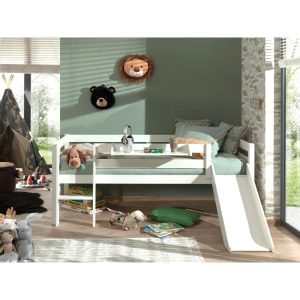 Lit enfant mi-hauteur + toboggan Pino Blanc - Vipack