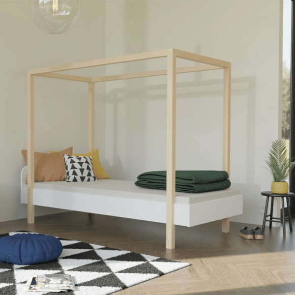 lit à baldaquin modular blanc 90 x 200 cm – benlemi