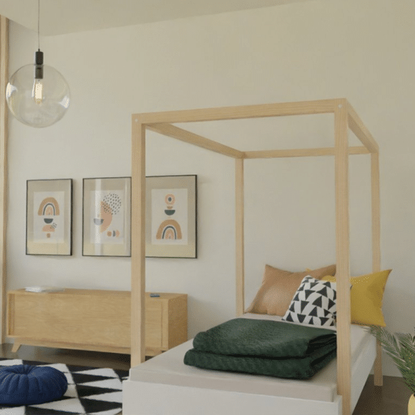 lit à baldaquin modular blanc 90 x 200 cm – benlemi