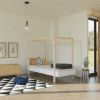 lit à baldaquin modular blanc 90 x 200 cm – benlemi