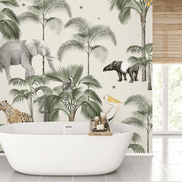 papier peint palm wildlife creative lab
