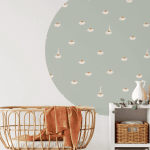 papier peint cercle sweet camomile green light – creative lab