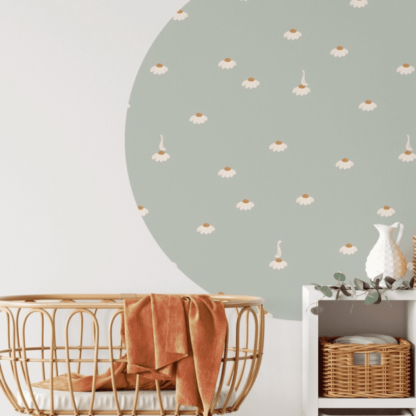 papier peint cercle sweet camomile green light – creative lab
