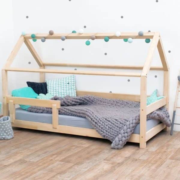 lit junior cabane tery bleu marine avec barrière 90 x 200 cm – benlemi
