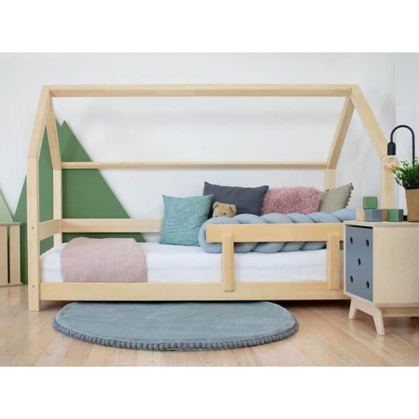 lit junior cabane tery bleu marine avec barrière 90 x 200 cm – benlemi
