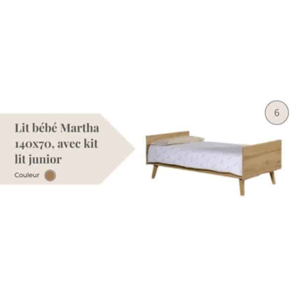 lit bébé évolutif 70 x 140 cm martha naturel micuna