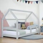 lit junior cabane tery gris avec barrière 90 x 200 cm – benlemi