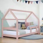 lit junior cabane tery beige avec barrière 90 x 200 cm – benlemi