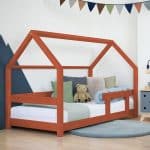 lit junior cabane tery rouge marine avec barrière 90 x 200 cm – benlemi
