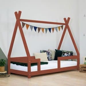 lit junior tipi nakana rouge avec barrière 90 x 200 cm – benlemi