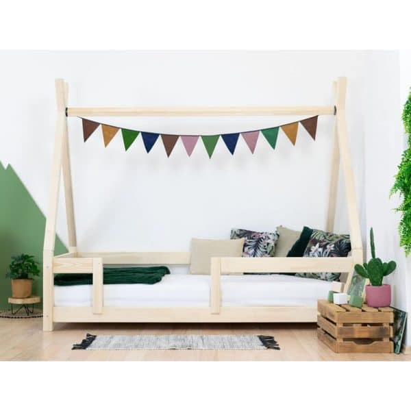 lit junior tipi nakana rouge avec barrière 90 x 200 cm – benlemi