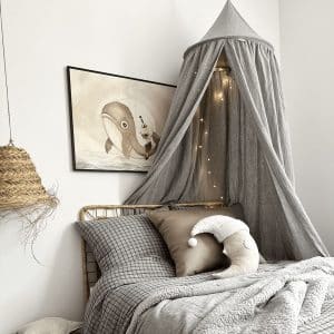 ciel de lit en mousseline gris chiné – cotton&sweets