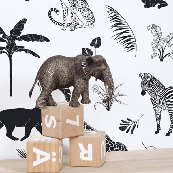 papier peint black majik animaux de la savane – lilipinso