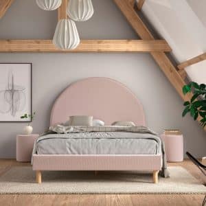 lit deux places moon 140 x 200 cm rose vipack