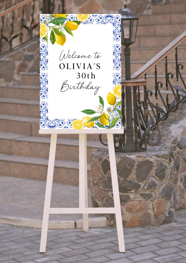 affiche de bienvenue anniversaire personnalisée positano