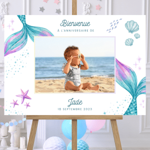 affiche de bienvenue anniversaire personnalisée sirènes