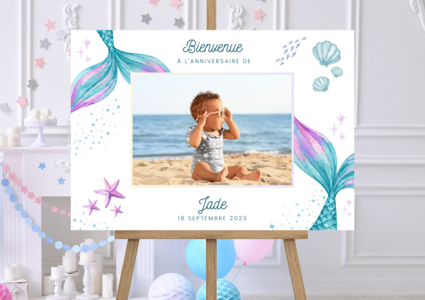 affiche de bienvenue anniversaire personnalisée sirènes