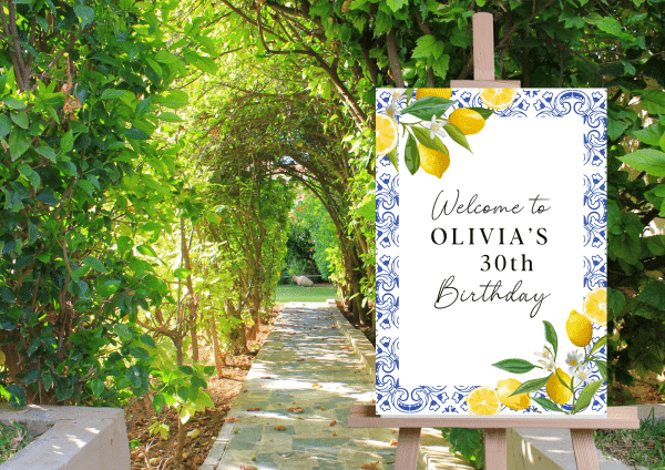 affiche de bienvenue anniversaire personnalisée positano