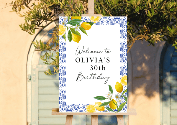 affiche de bienvenue anniversaire personnalisée positano