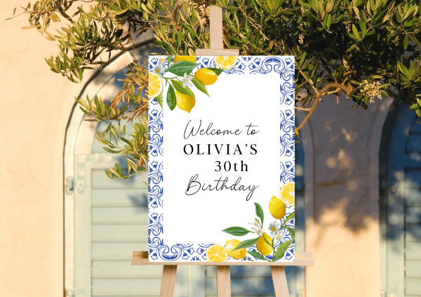 affiche de bienvenue anniversaire personnalisée positano