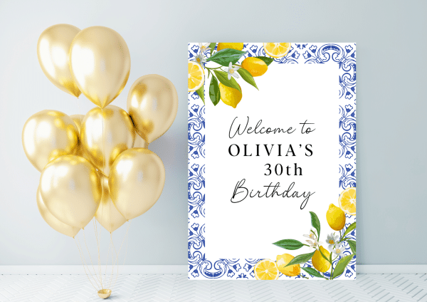 affiche de bienvenue anniversaire personnalisée positano