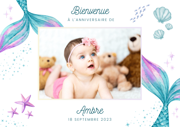 affiche de bienvenue anniversaire personnalisée sirènes